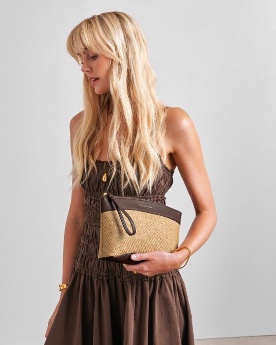 Katie Loxton Bitter Chocolate Wristlet Clutch