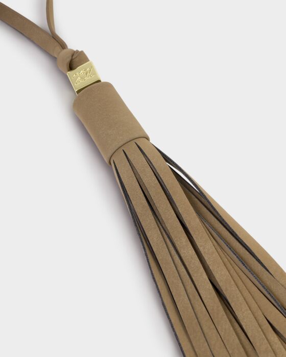 Katie Loxton Taupe Suedette Oversized Tassel Bag Charm