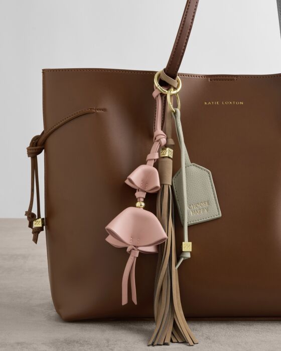 Katie Loxton Taupe Suedette Oversized Tassel Bag Charm