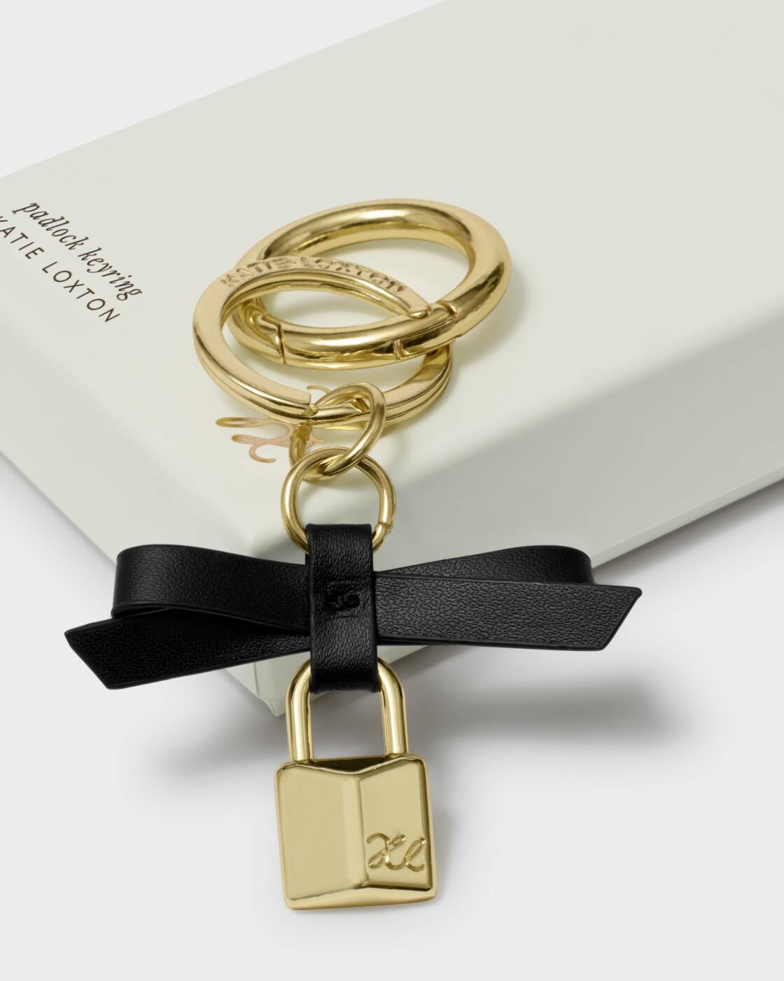 Katie Loxton Black Bow Padlock Boxed Keyring