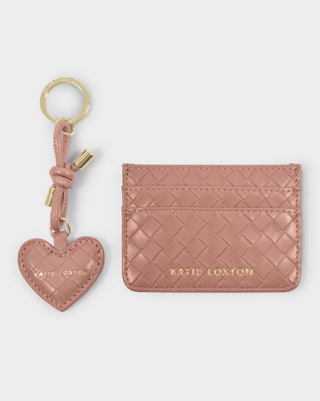 Katie Loxton Nude Pink Woven Gift Boxed Keyring & Cardholder Set