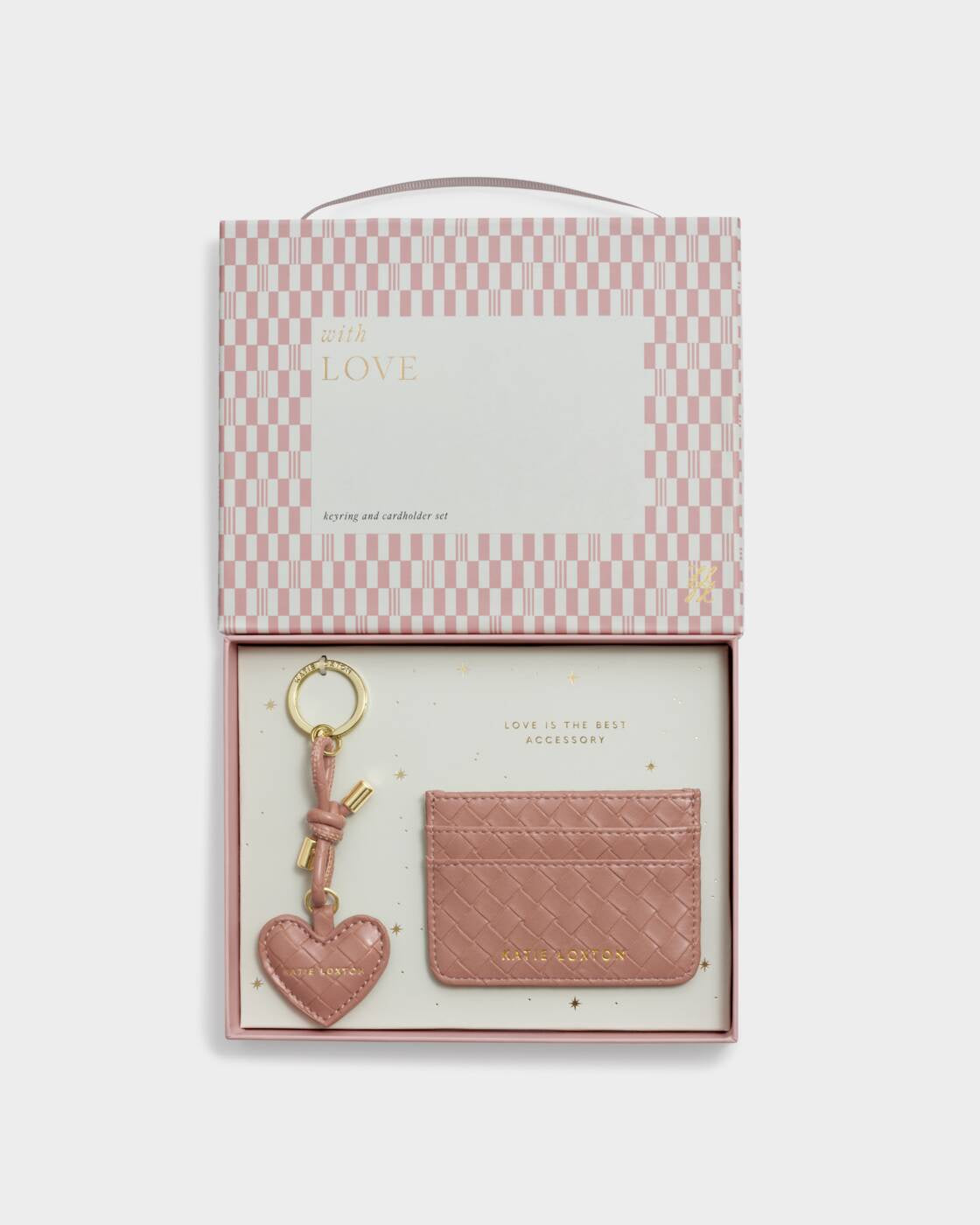 Katie Loxton Nude Pink Woven Gift Boxed Keyring & Cardholder Set