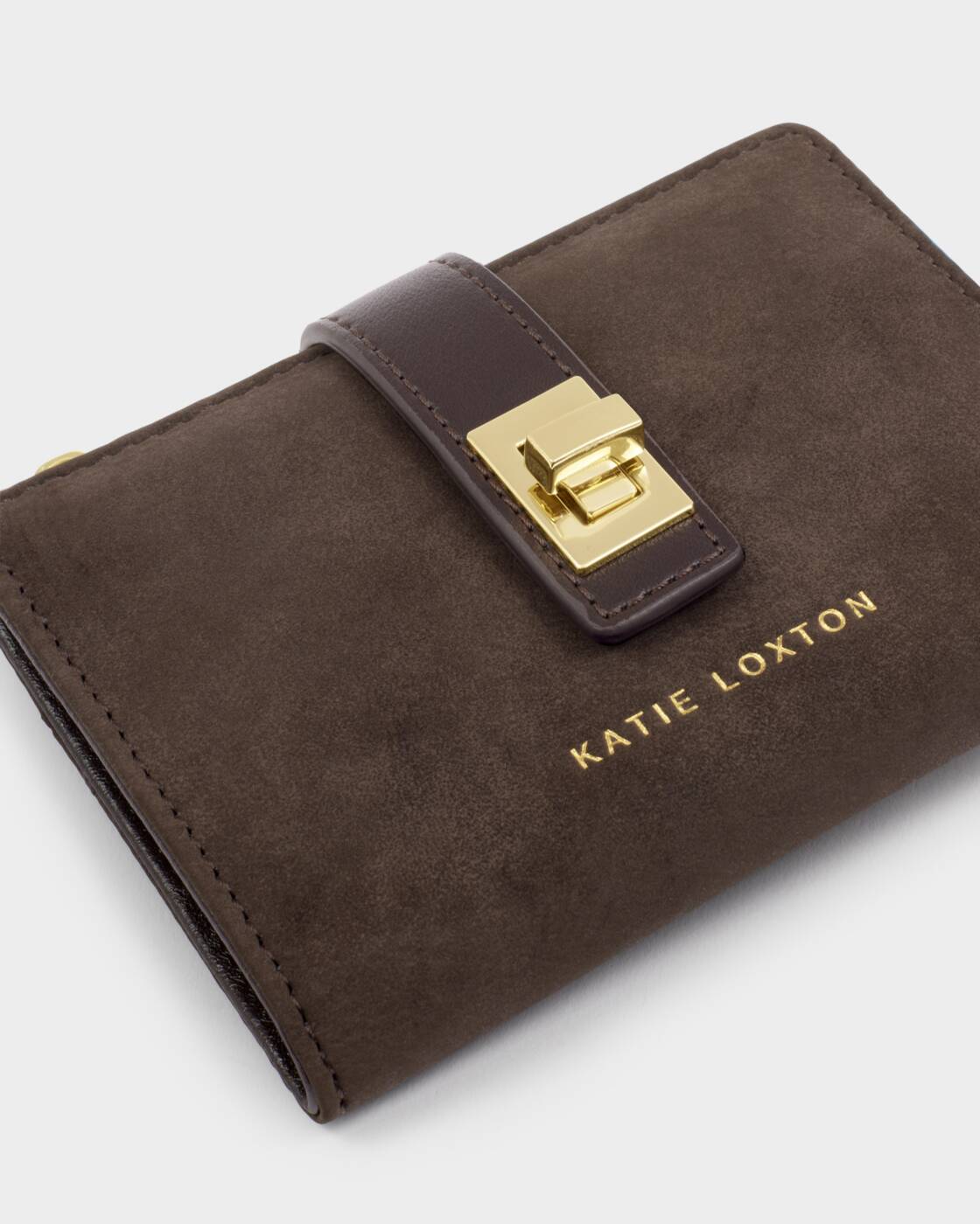 Katie Loxton Bitter Chocolate Suedette Orin Twist Lock Purse
