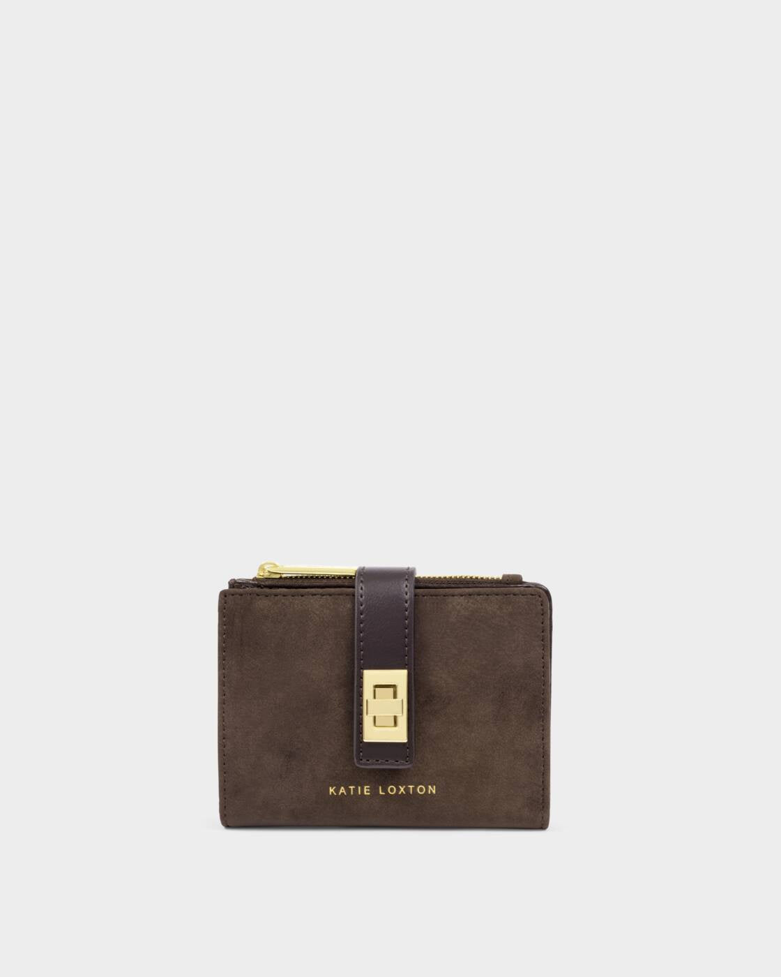 Katie Loxton Bitter Chocolate Suedette Orin Twist Lock Purse