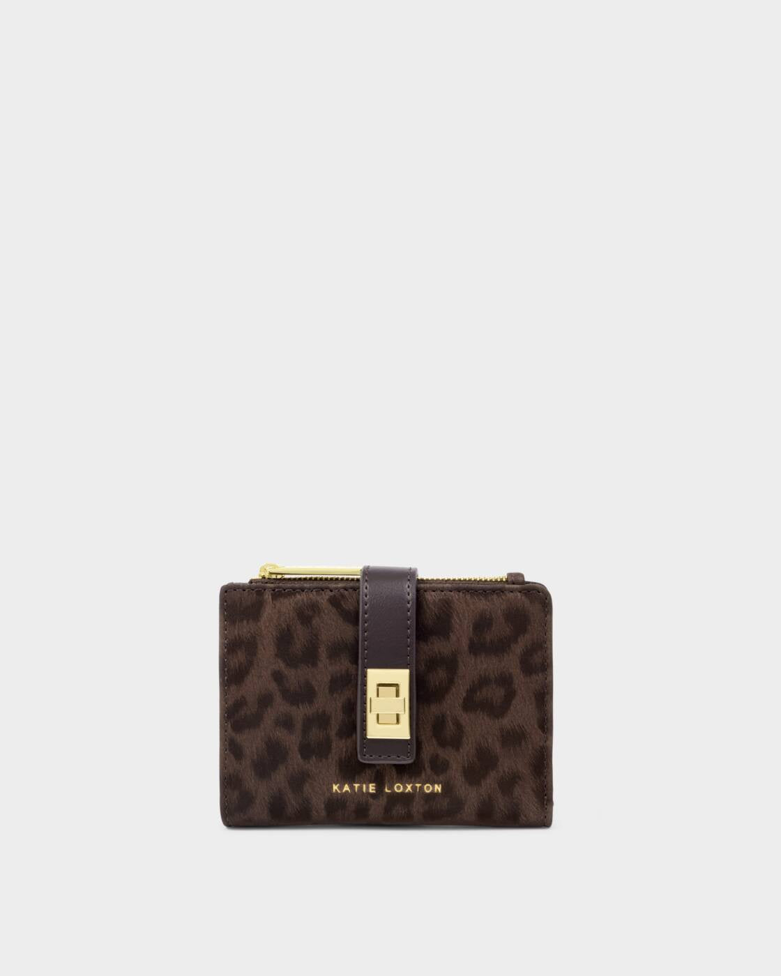 Katie Loxton Chocolate Leopard Orin Twist Lock Purse