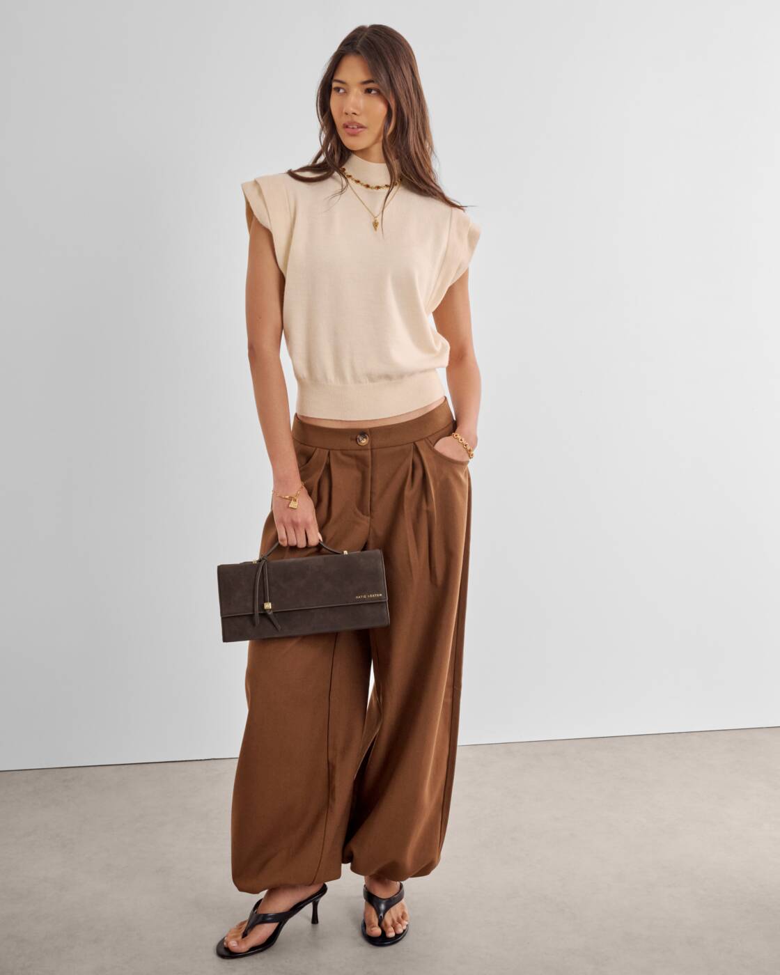 Katie Loxton Bitter Chocolate Suedette Alma Clutch