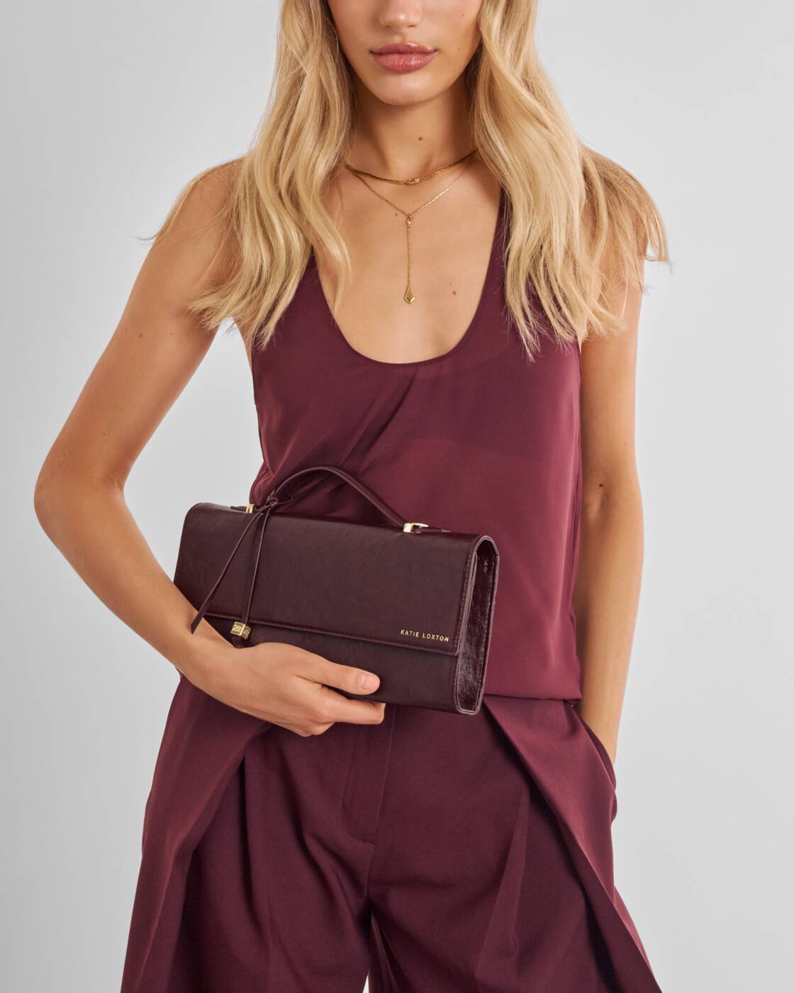 Katie Loxton Cherry Patent Crackle Alma Clutch
