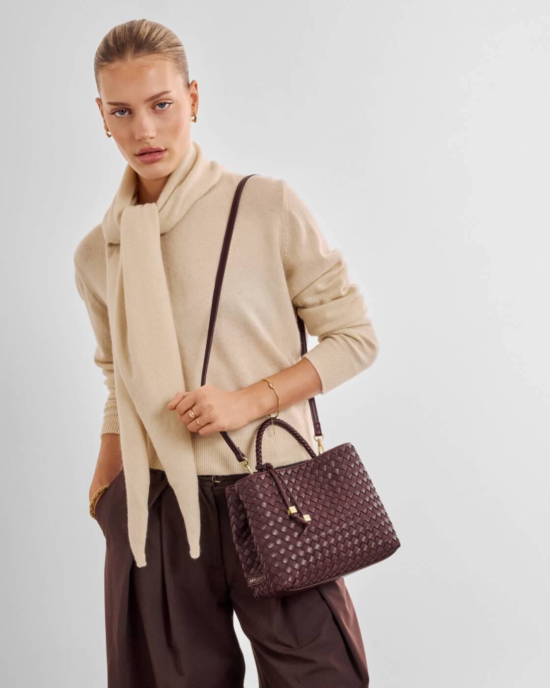 Katie Loxton Cherry Mixed Nova Hand Woven Top Handle Bag
