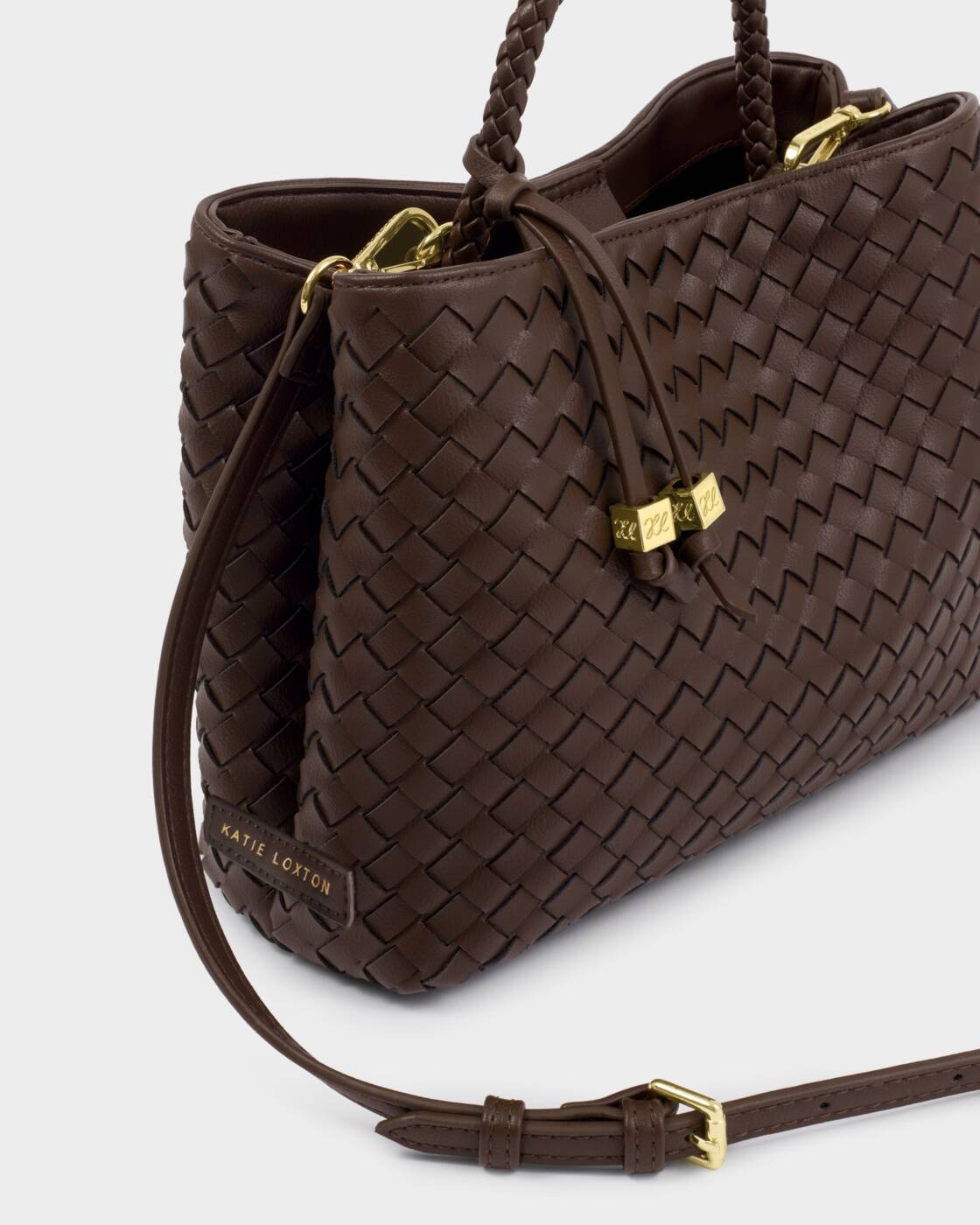 Katie Loxton Chocolate Nova Hand Woven Top Handle Bag