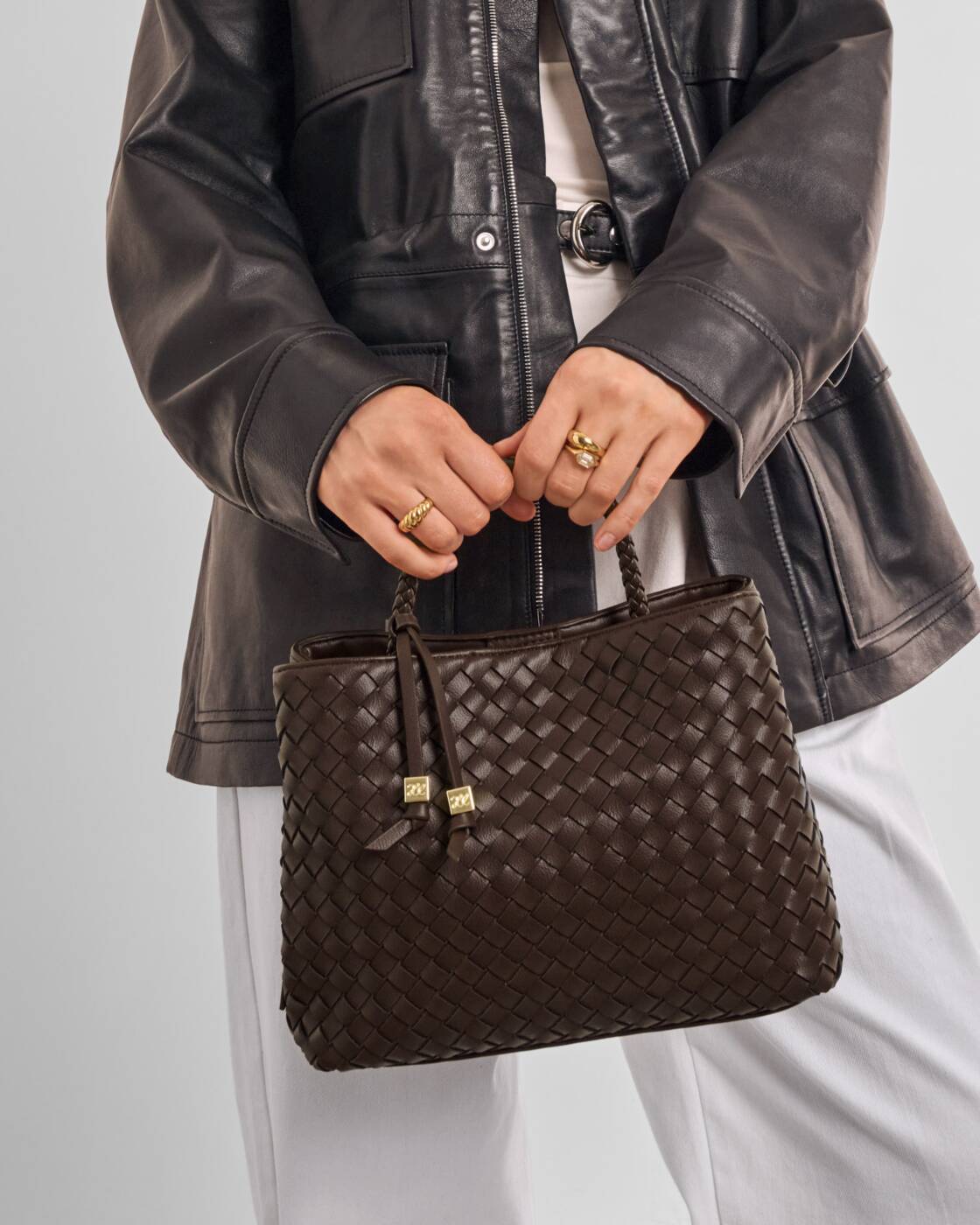 Katie Loxton Chocolate Nova Hand Woven Top Handle Bag