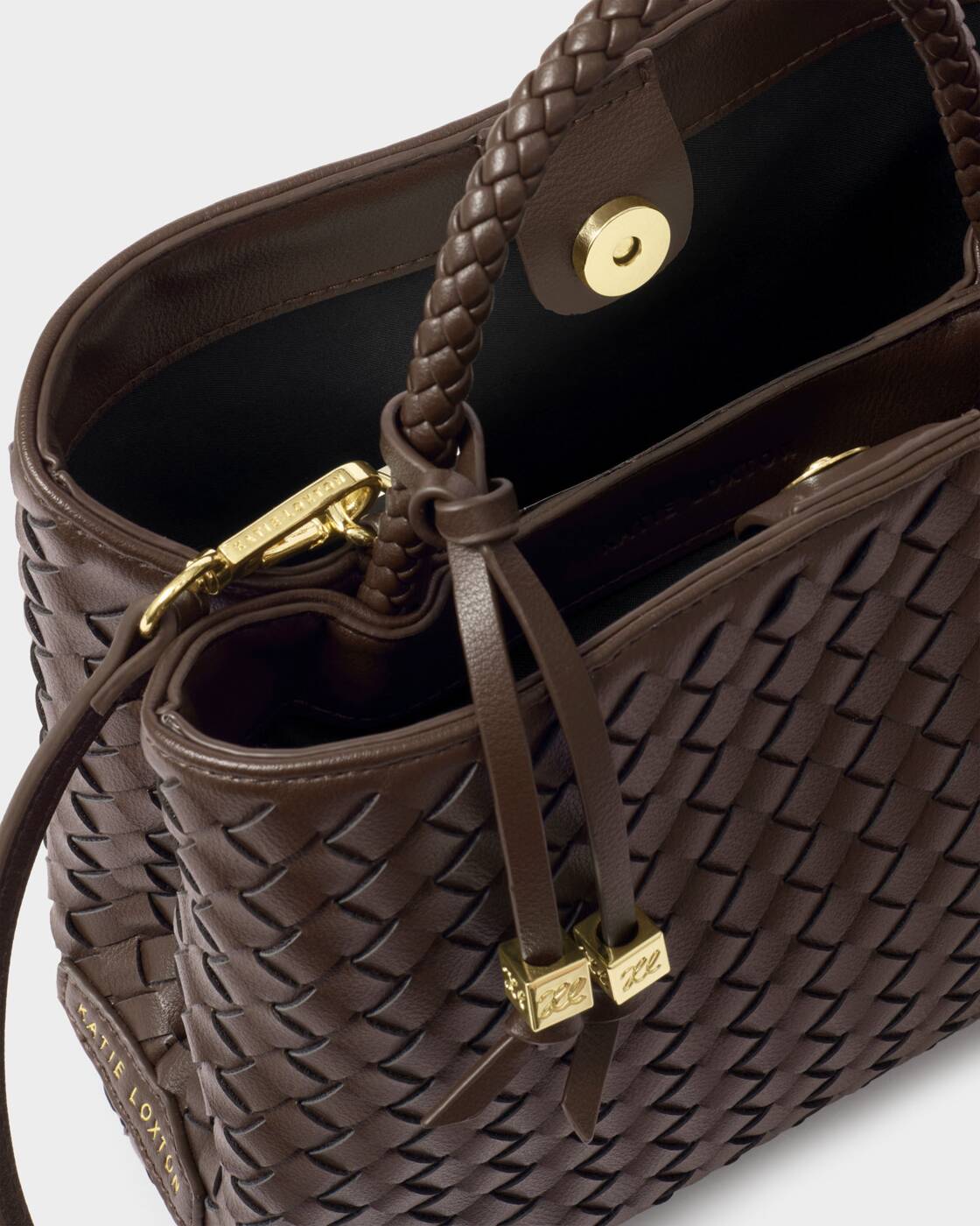 Katie Loxton Chocolate Nova Hand Woven Top Handle Bag