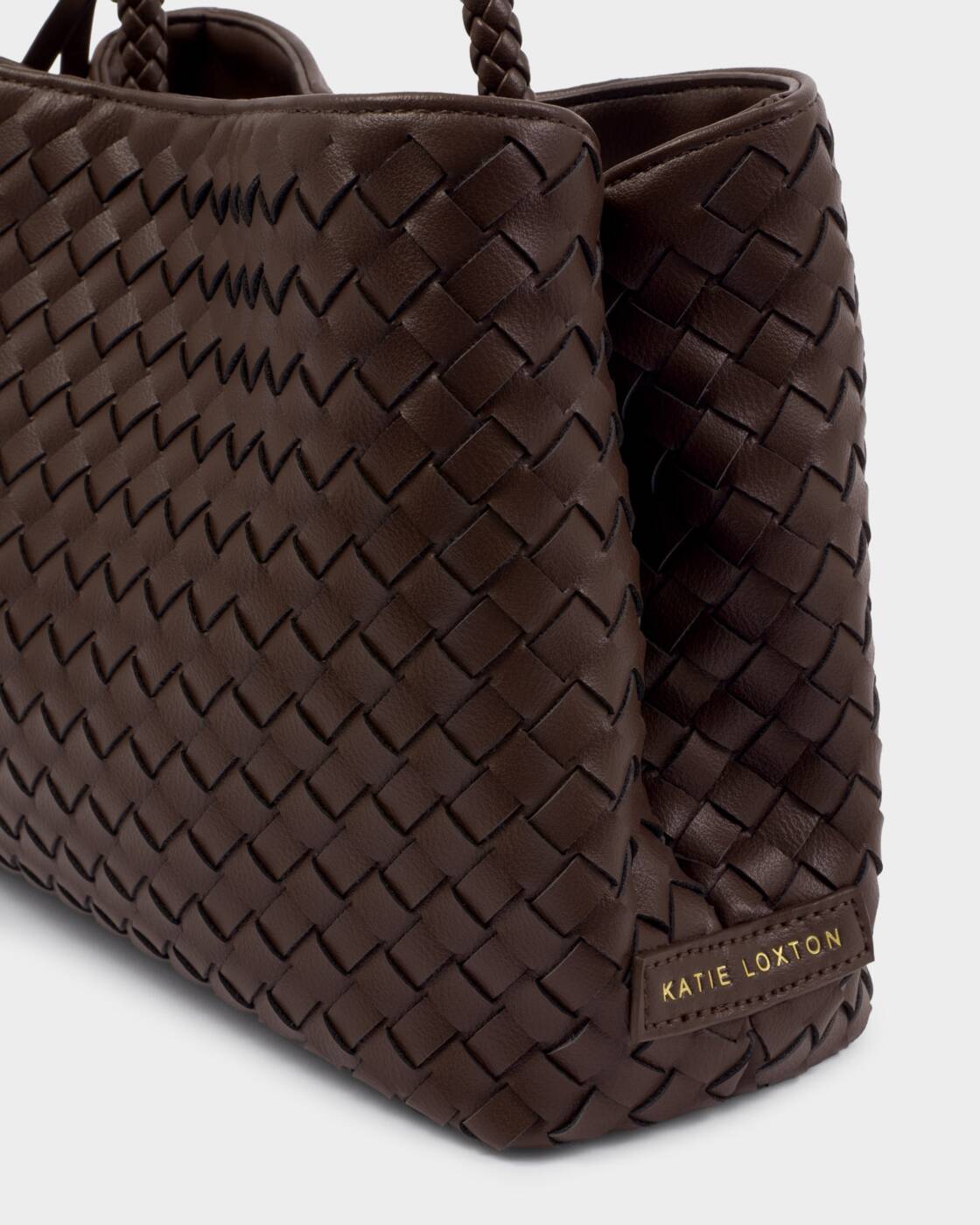 Katie Loxton Chocolate Nova Hand Woven Top Handle Bag