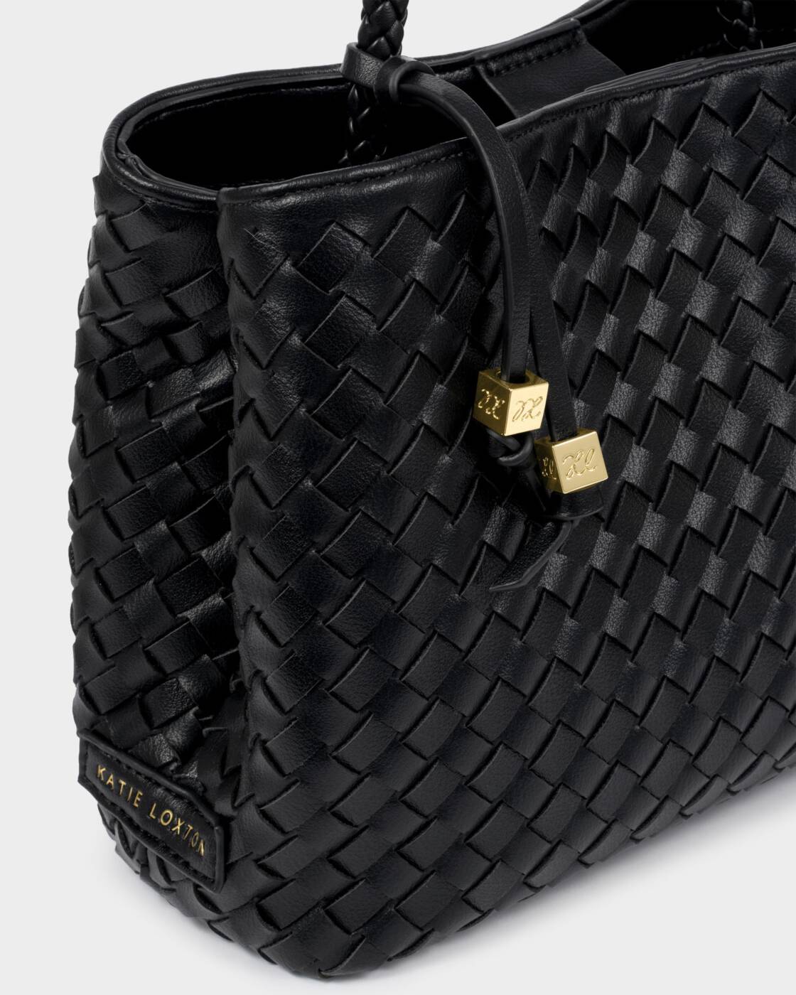 Katie Loxton Black Nova Hand Woven Top Handle Bag