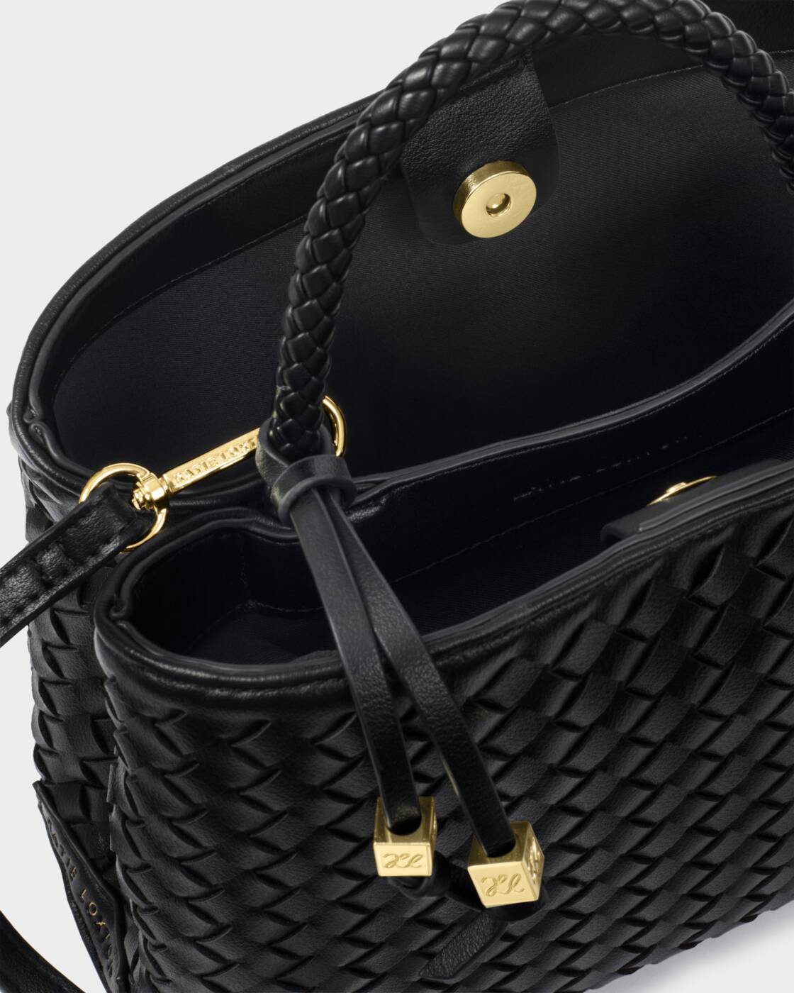 Katie Loxton Black Nova Hand Woven Top Handle Bag