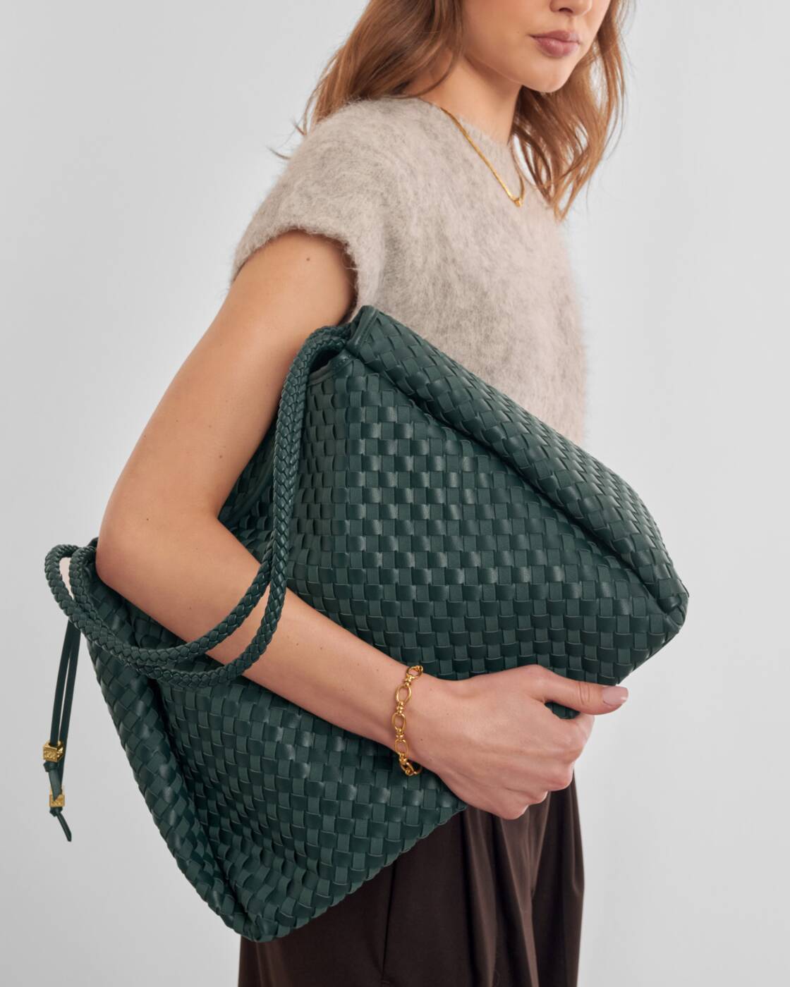 Katie Loxton Deep Teal Mixed Nova Hand Woven Large Shoulder Bag