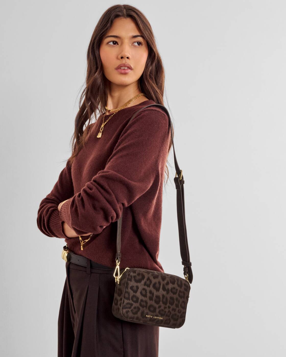 Katie Loxton Chocolate Leopard Avery Small Crossbody Bag