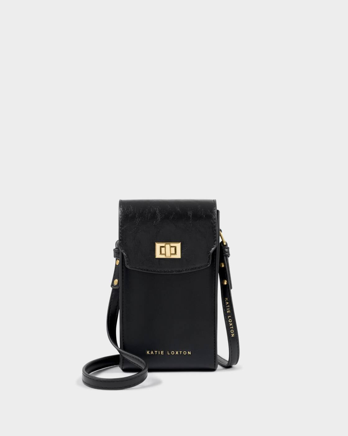 Katie Loxton Distressed Black Orin Twist Lock Slim Bag