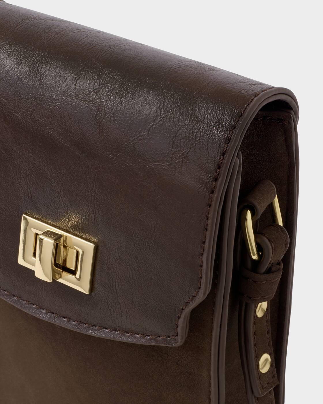 Katie Loxton Bitter Chocolate Suedette Orin Twist Lock Slim Bag