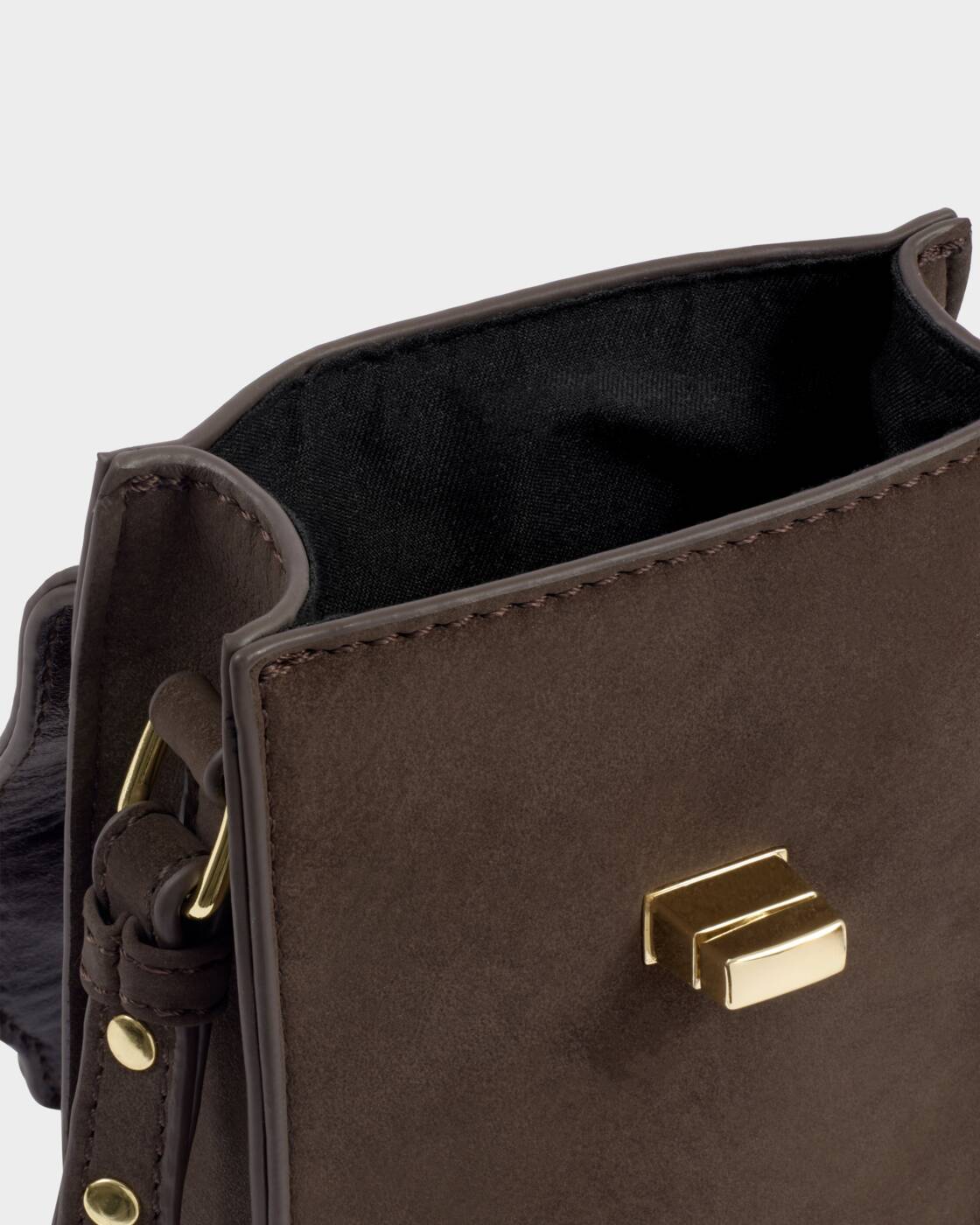Katie Loxton Bitter Chocolate Suedette Orin Twist Lock Slim Bag