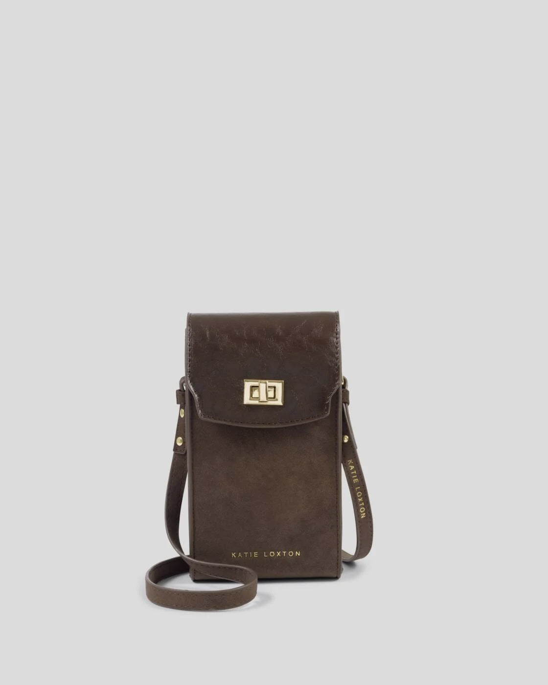 Katie Loxton Bitter Chocolate Suedette Orin Twist Lock Slim Bag