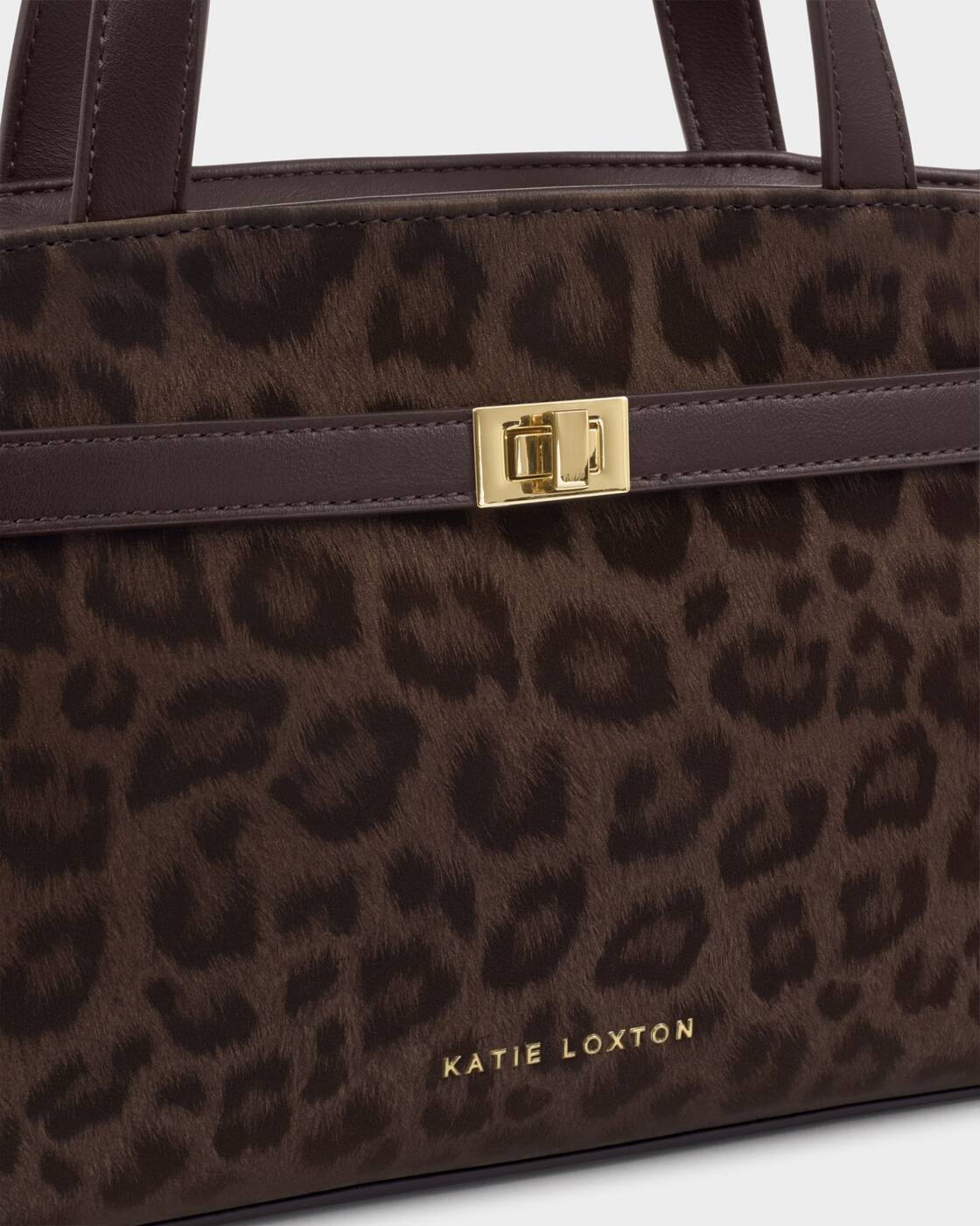 Katie Loxton Chocolate Leopard Orin Top Handle Crossbody Bag