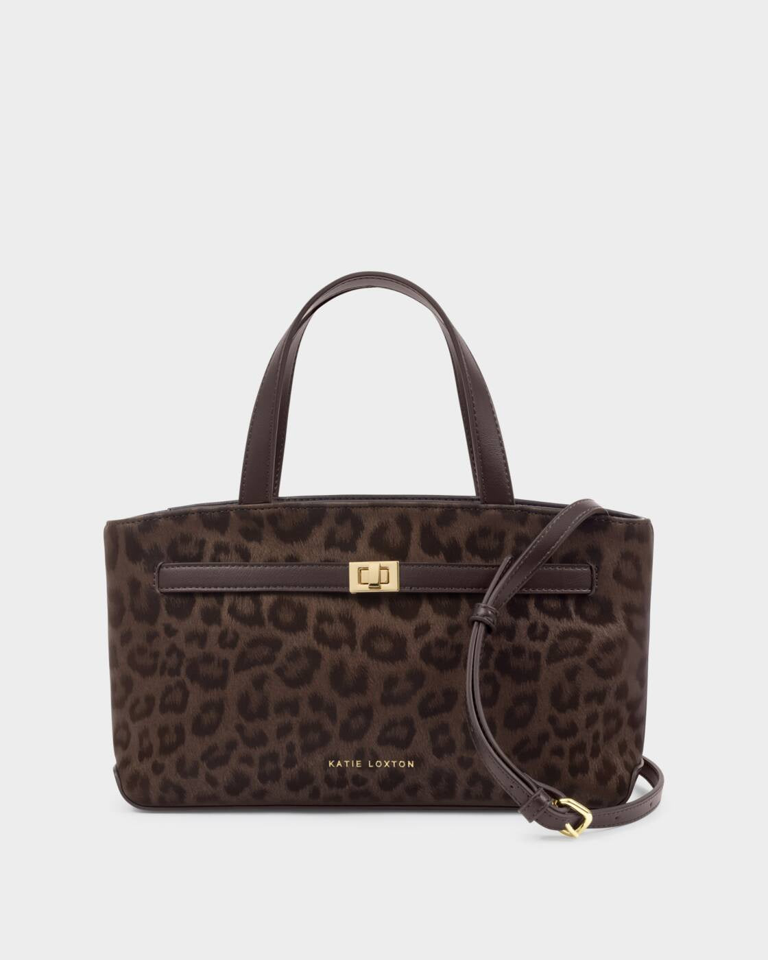 Katie Loxton Chocolate Leopard Orin Top Handle Crossbody Bag