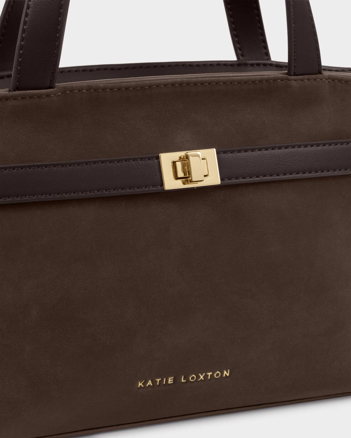 Katie Loxton Bitter Chocolate Suedette Orin Top Handle Crossbody Bag