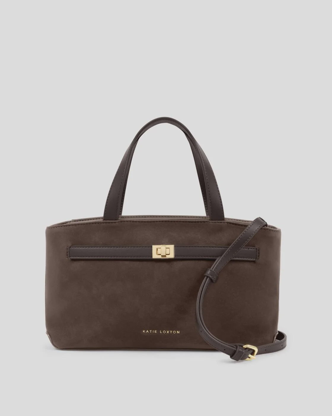 Katie Loxton Bitter Chocolate Suedette Orin Top Handle Crossbody Bag