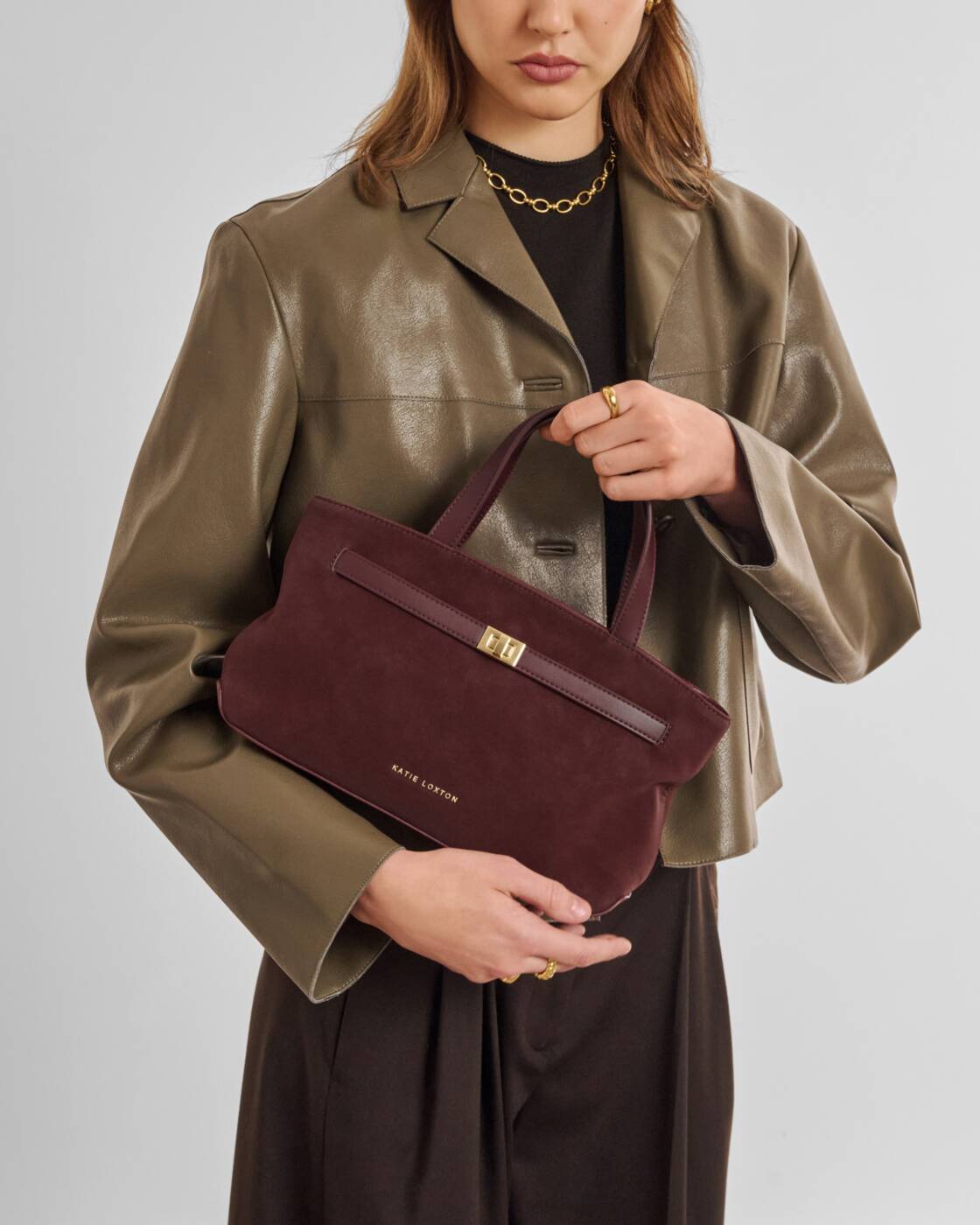 Katie Loxton Cherry Suedette Orin Top Handle Crossbody Bag