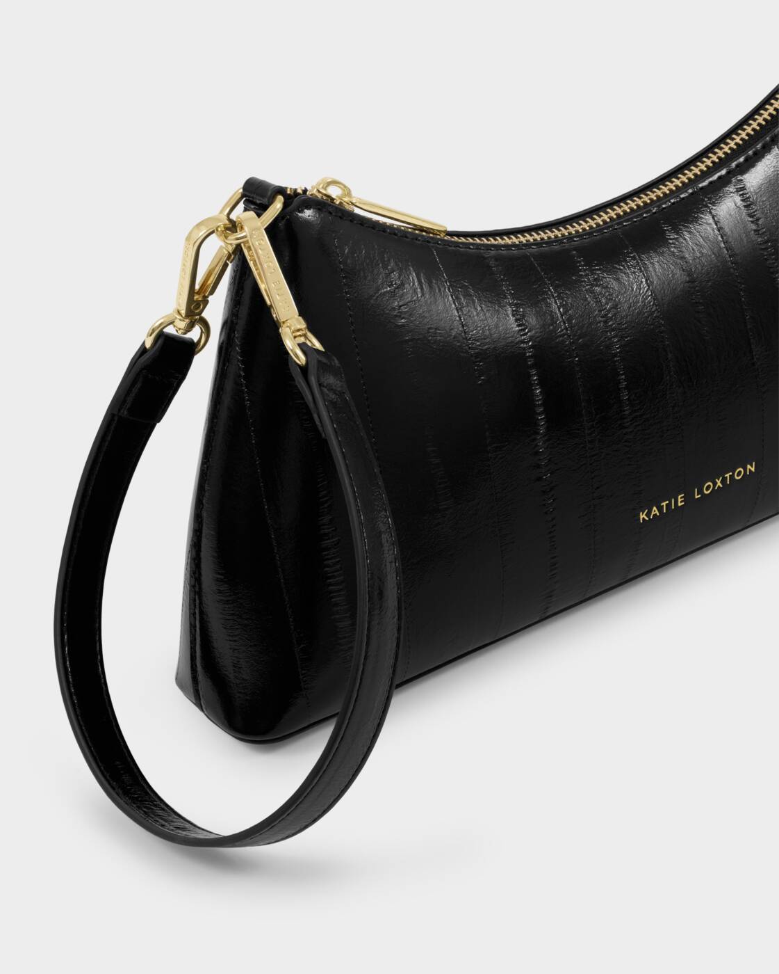 Katie Loxton Black Eel Miley Small Shoulder Bag