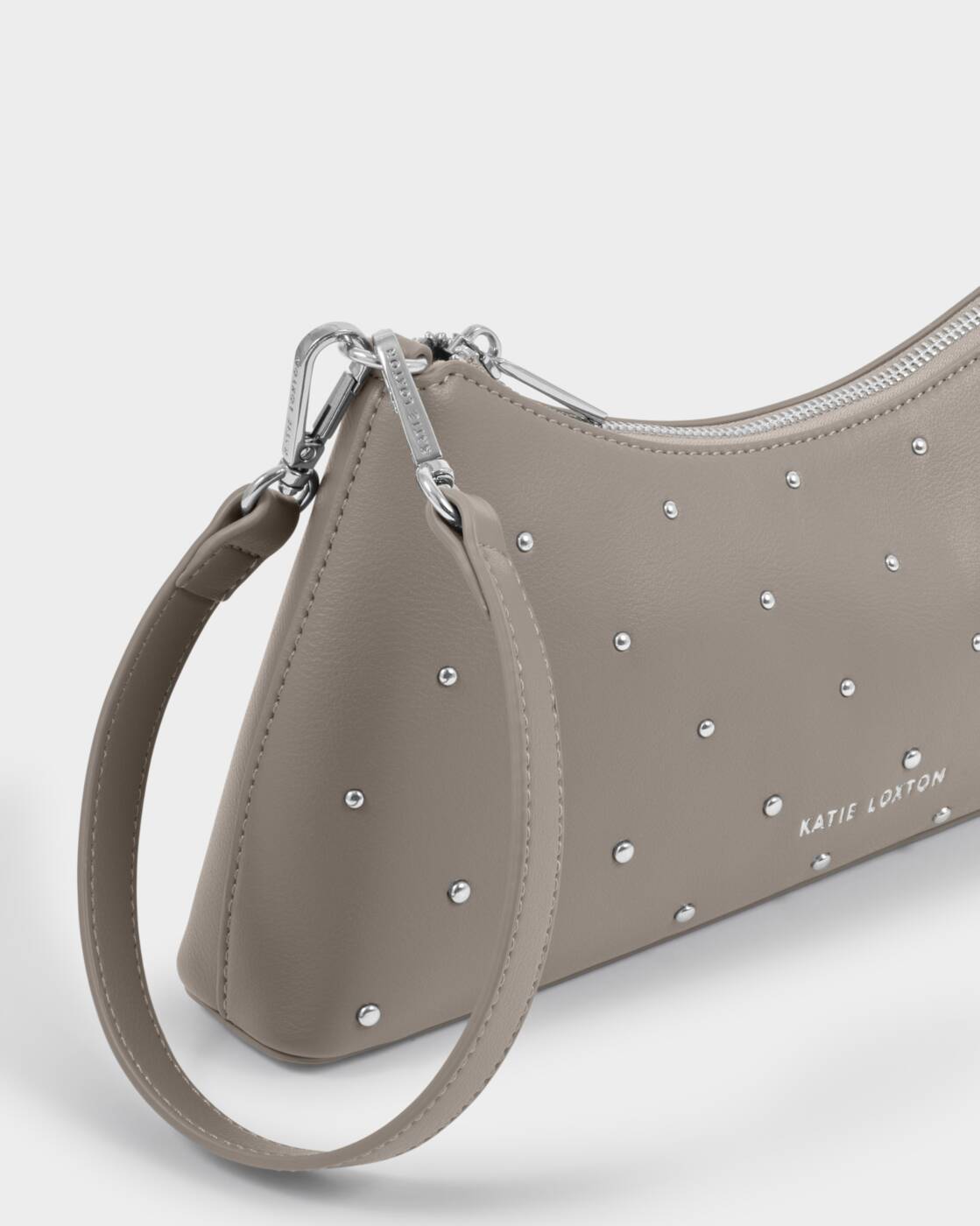 Katie Loxton Silver Mink Studded Miley Small Shoulder Bag