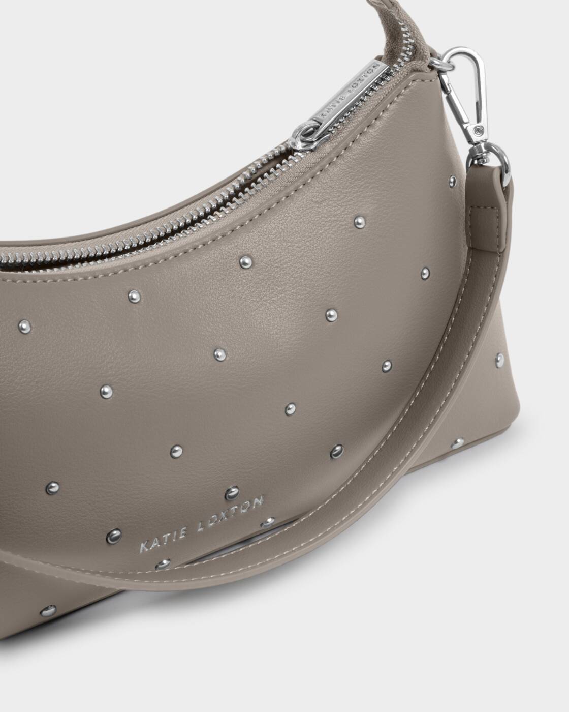 Katie Loxton Silver Mink Studded Miley Small Shoulder Bag