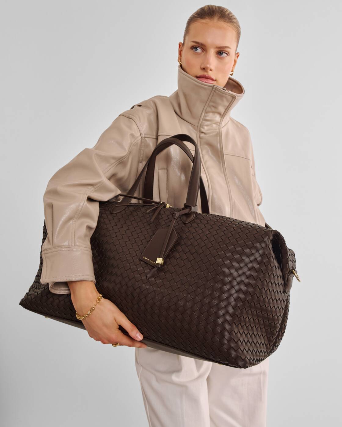 Katie Loxton Chocolate Soho Hand Woven Weekend Bag