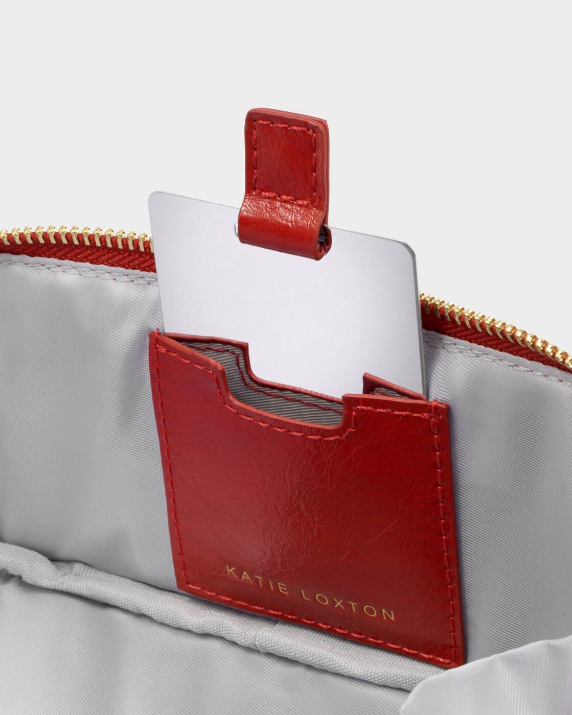 Katie Loxton Crimson Patent Crackle Fold Out Mirror Make Up Bag