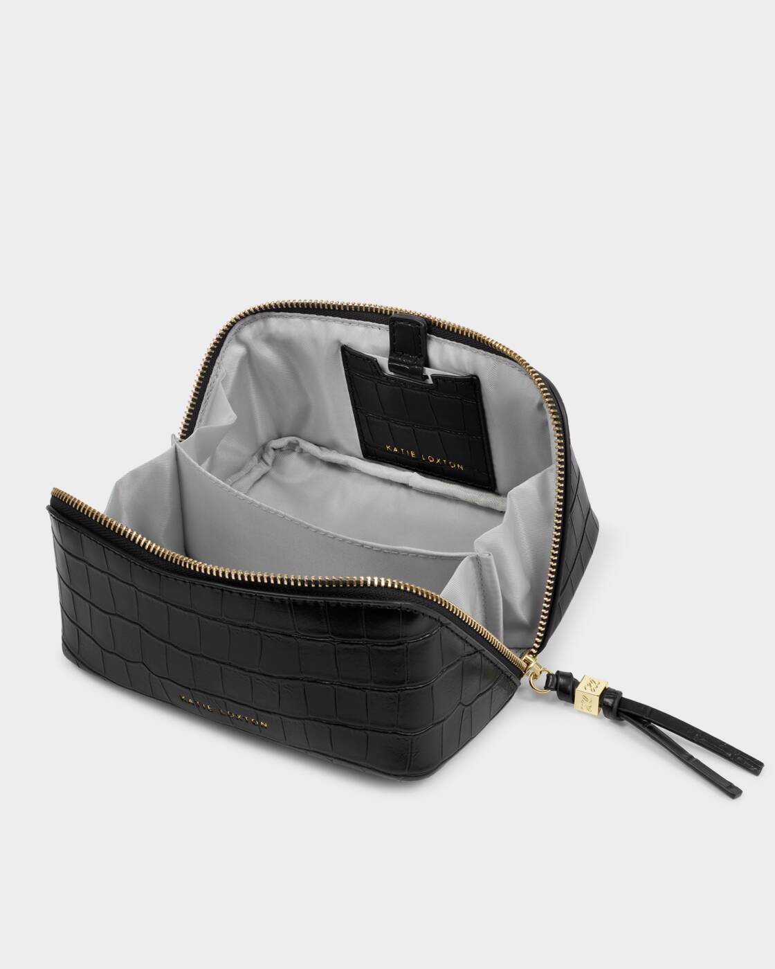 Katie Loxton Black Croc Fold Out Mirror Make Up Bag