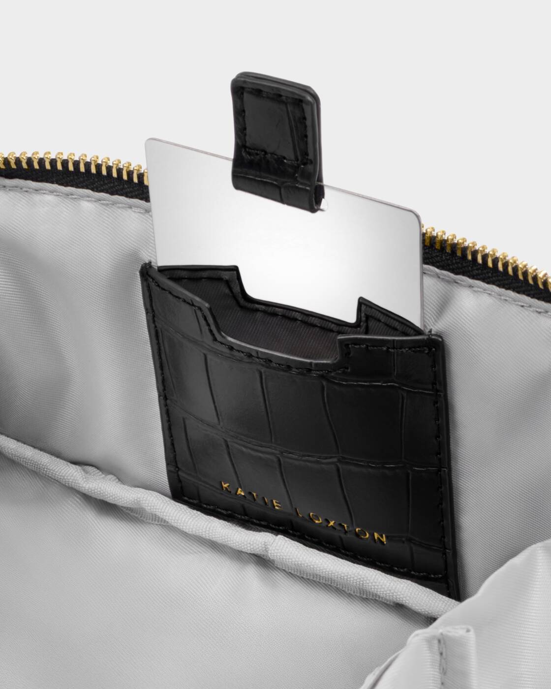 Katie Loxton Black Croc Fold Out Mirror Make Up Bag