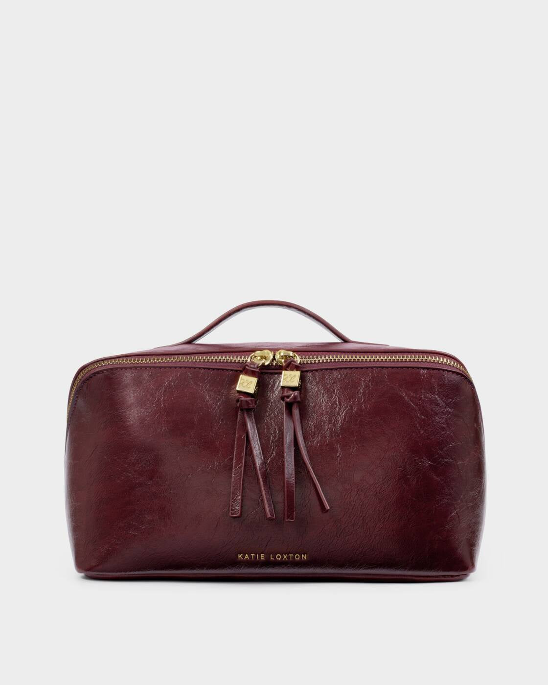 Katie Loxton Cherry Patent Crackle Soho Large Make Up & Wash Bag