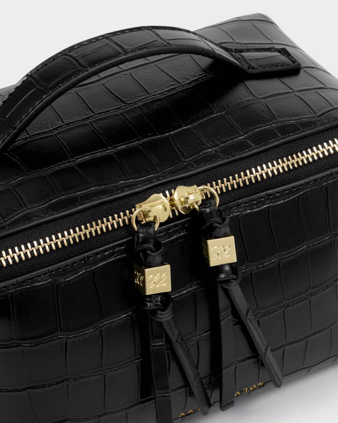Katie Loxton Black Croc Soho Medium Make Up & Wash Bag