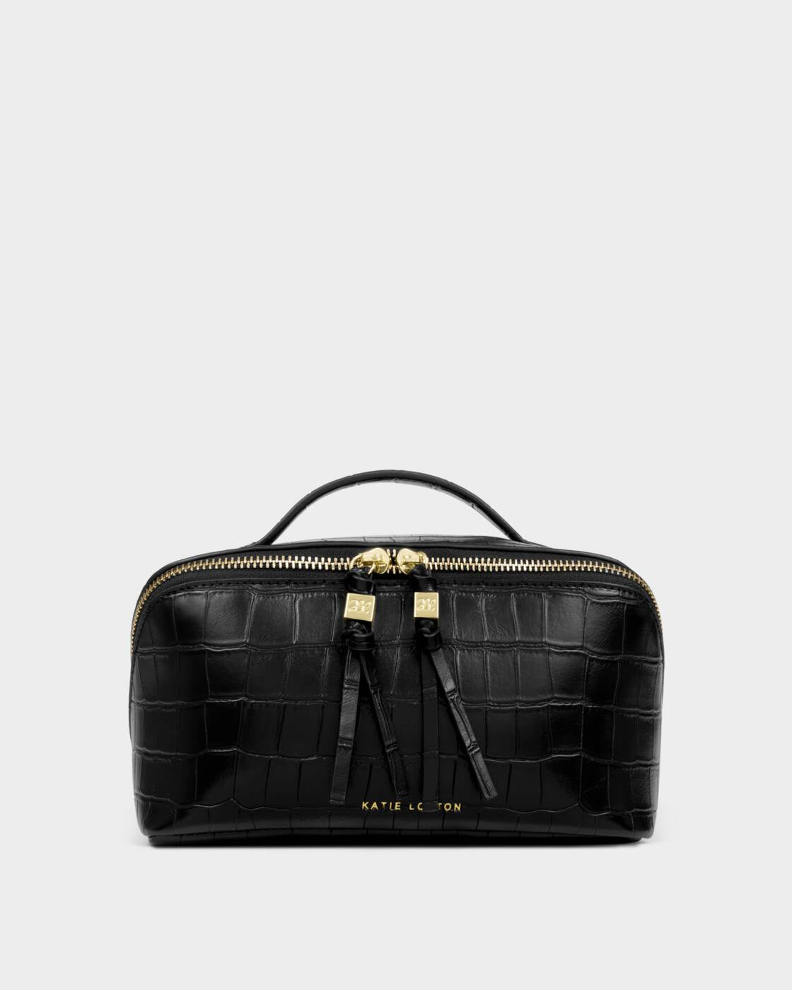 Katie Loxton Black Croc Soho Medium Make Up & Wash Bag