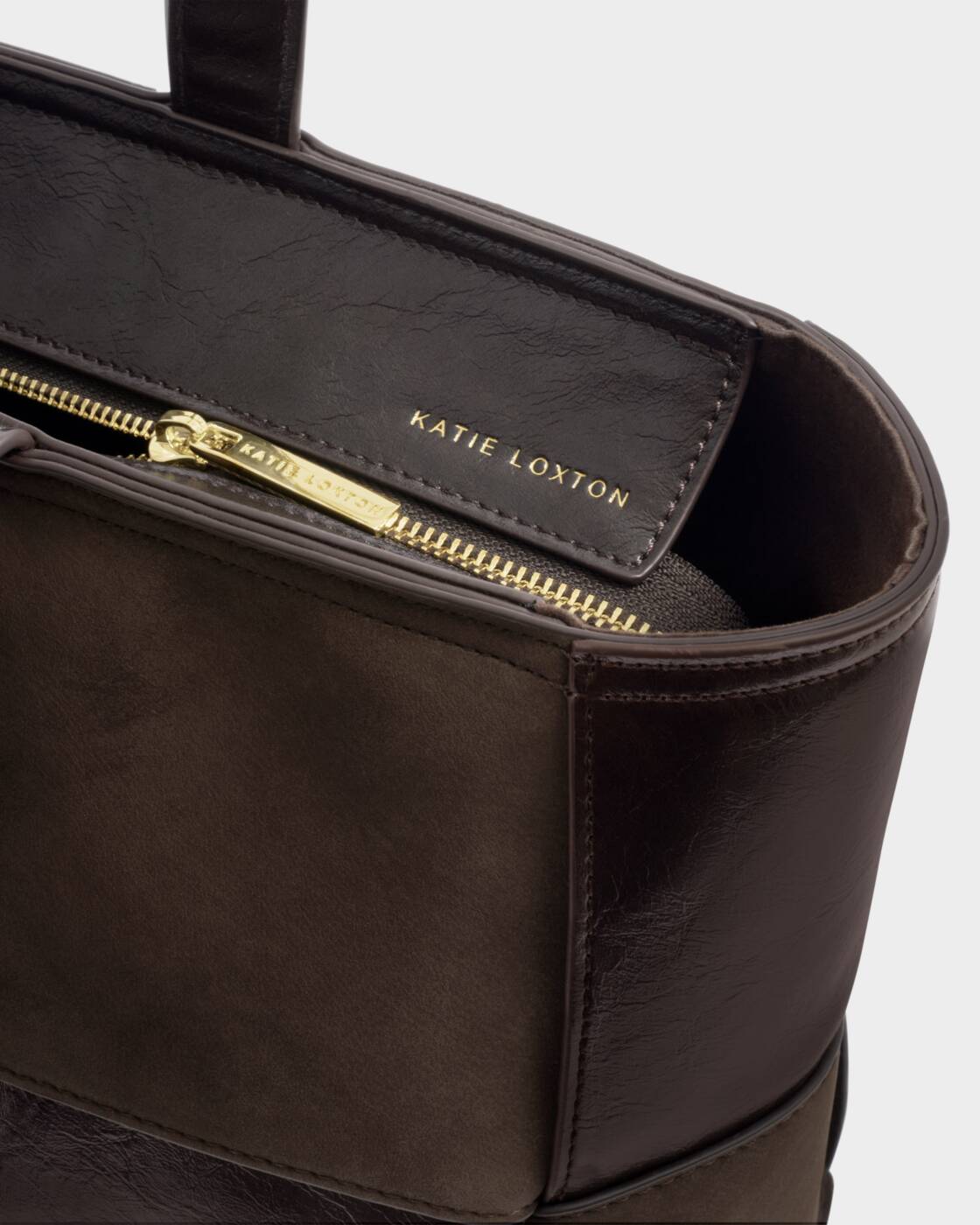 Katie Loxton Bitter Chocolate Patent Crackle Taya Woven Tote Bag