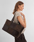 Katie Loxton Bitter Chocolate Patent Crackle Taya Woven Tote Bag