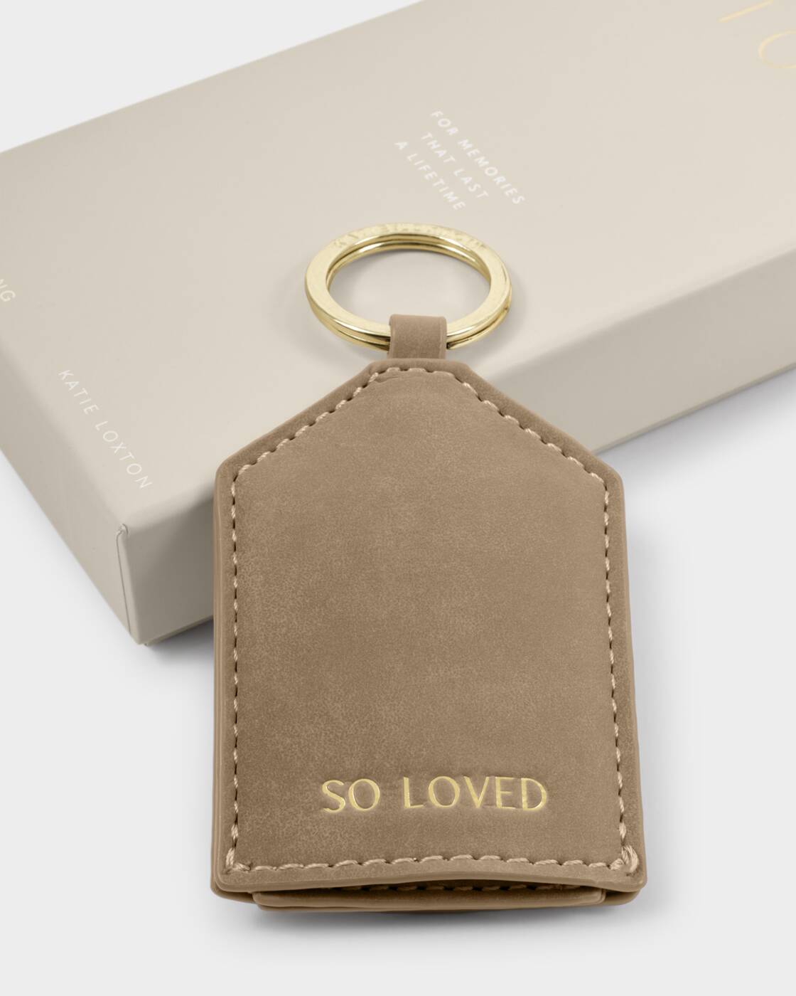 Katie Loxton Taupe So Loved Boxed Photo Keyring