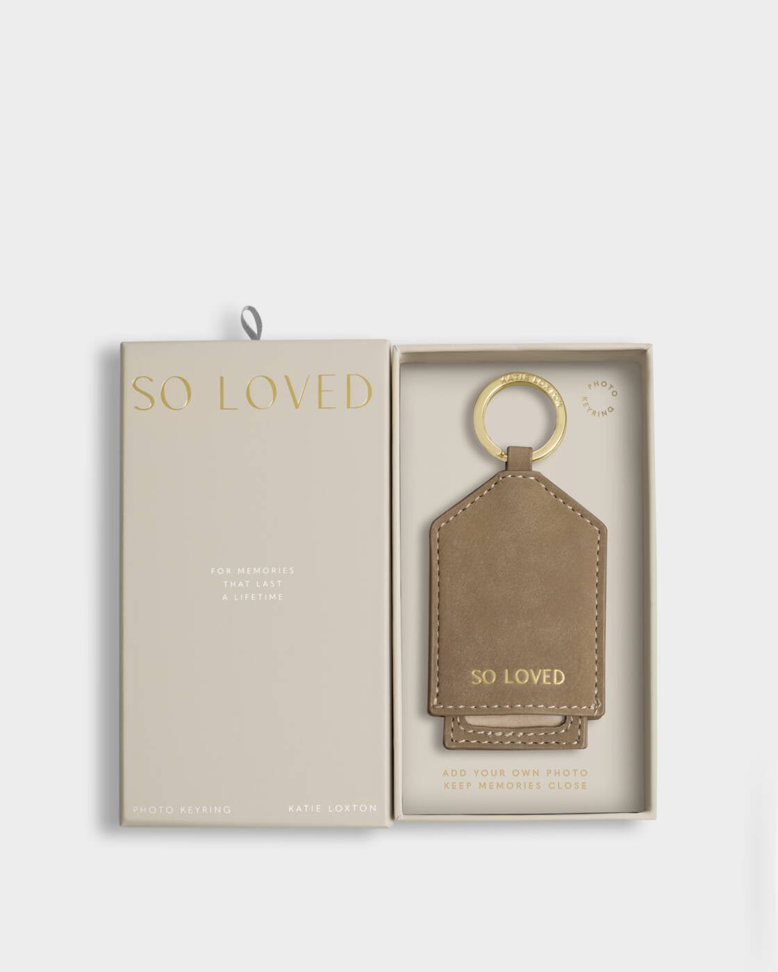 Katie Loxton Taupe So Loved Boxed Photo Keyring