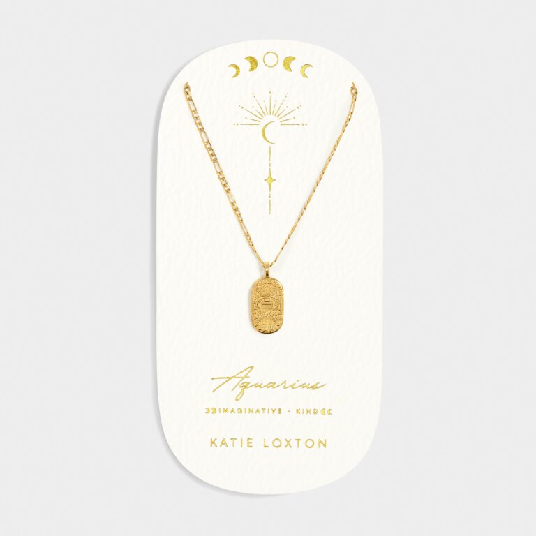 Katie Loxton Gold Aquarius Zodiac Necklace