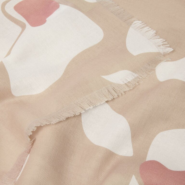 Katie Loxton Nude Pink Large Floral Printed Scarf