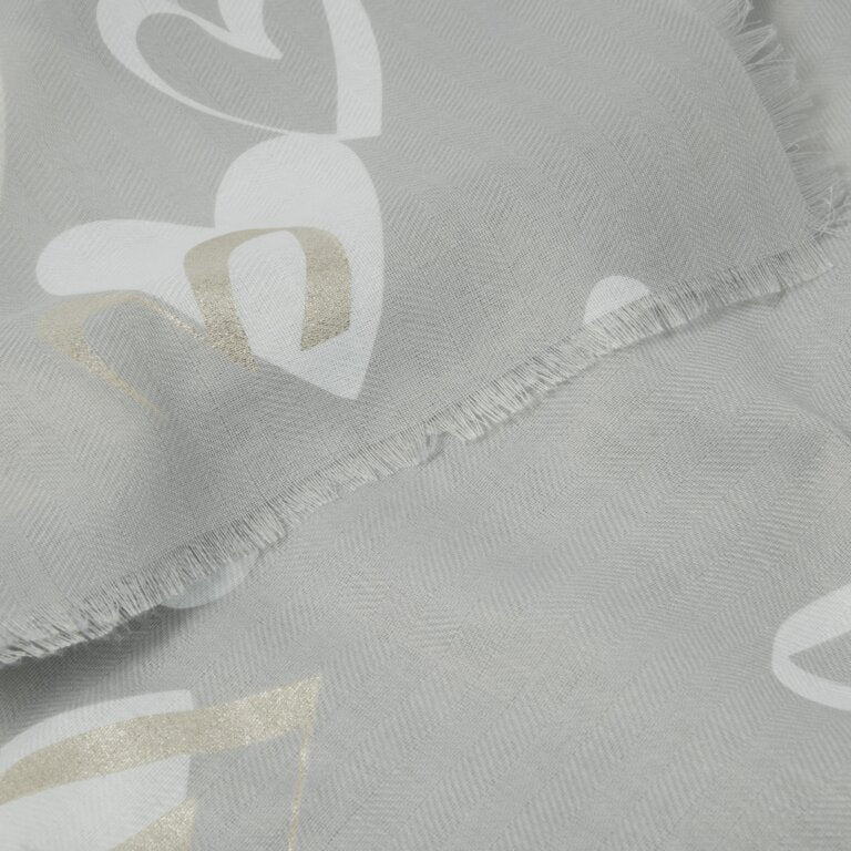 Katie Loxton Pale Grey Heart Printed Foil Scarf