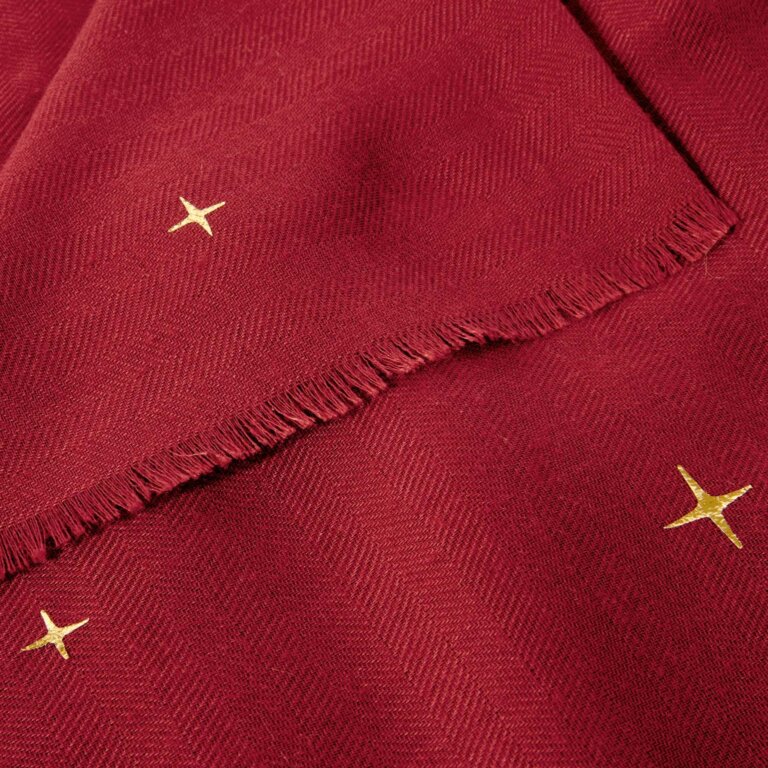 Katie Loxton Garnet Red Star Sky Printed Foil Scarf