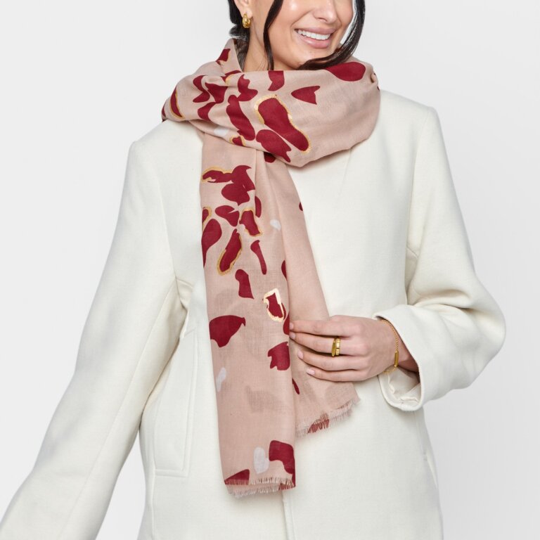 Katie Loxton Dusty  Rose Scattered Petals Printed Foil Scarf