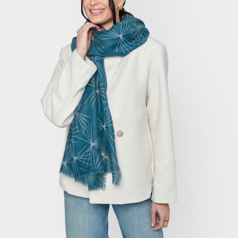 Katie Loxton Teal Starburst Printed Foil Scarf