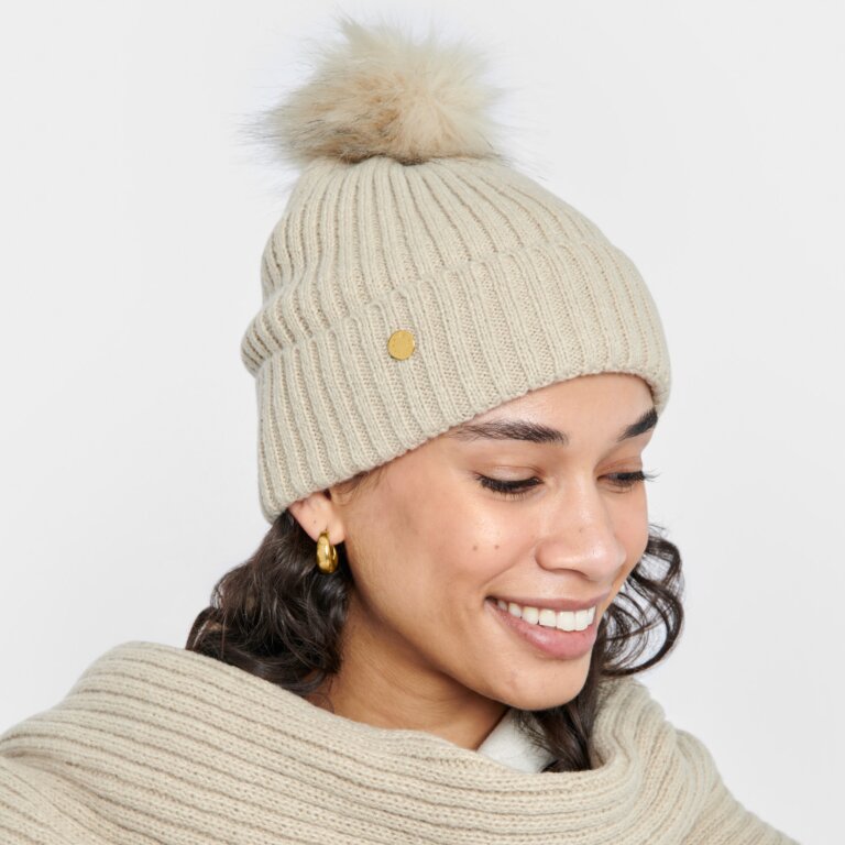 Katie Loxton Light Sand Knitted Hat